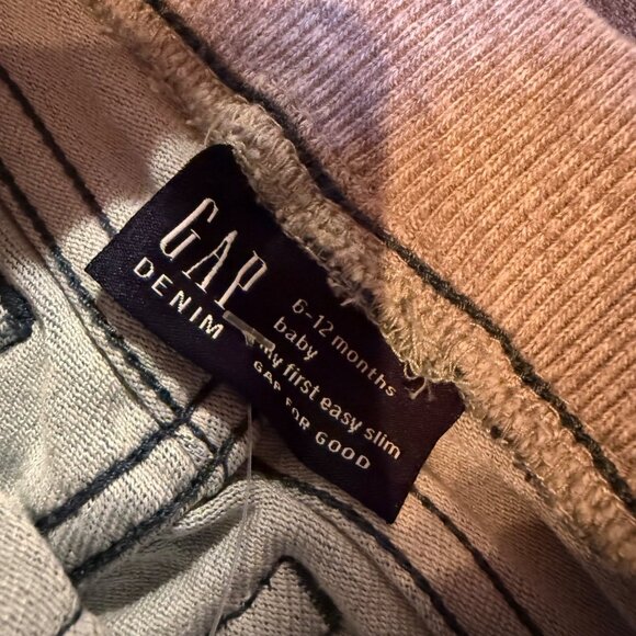 Gap Baby Denim Pull On Jeans 6-12 Months Slim Fit Elastic Waist Light Blue - Picture 3 of 4